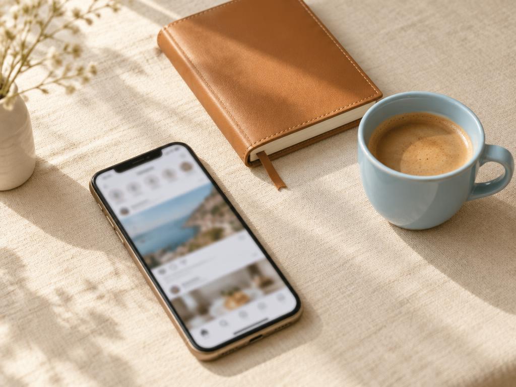 Un móvil con publicaciones en redes sociales sobre una mesa